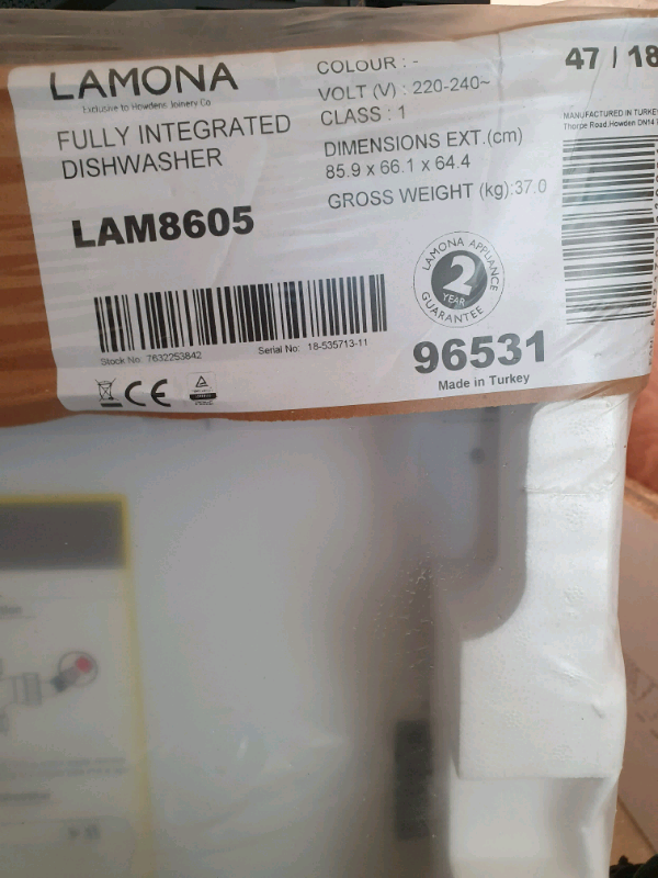 lamona fully integrated 60cm dishwasher